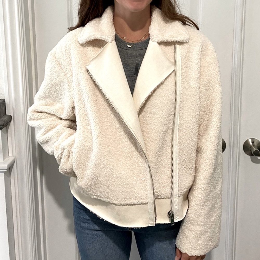 ASOS Sherpa Moto Jacket size 4